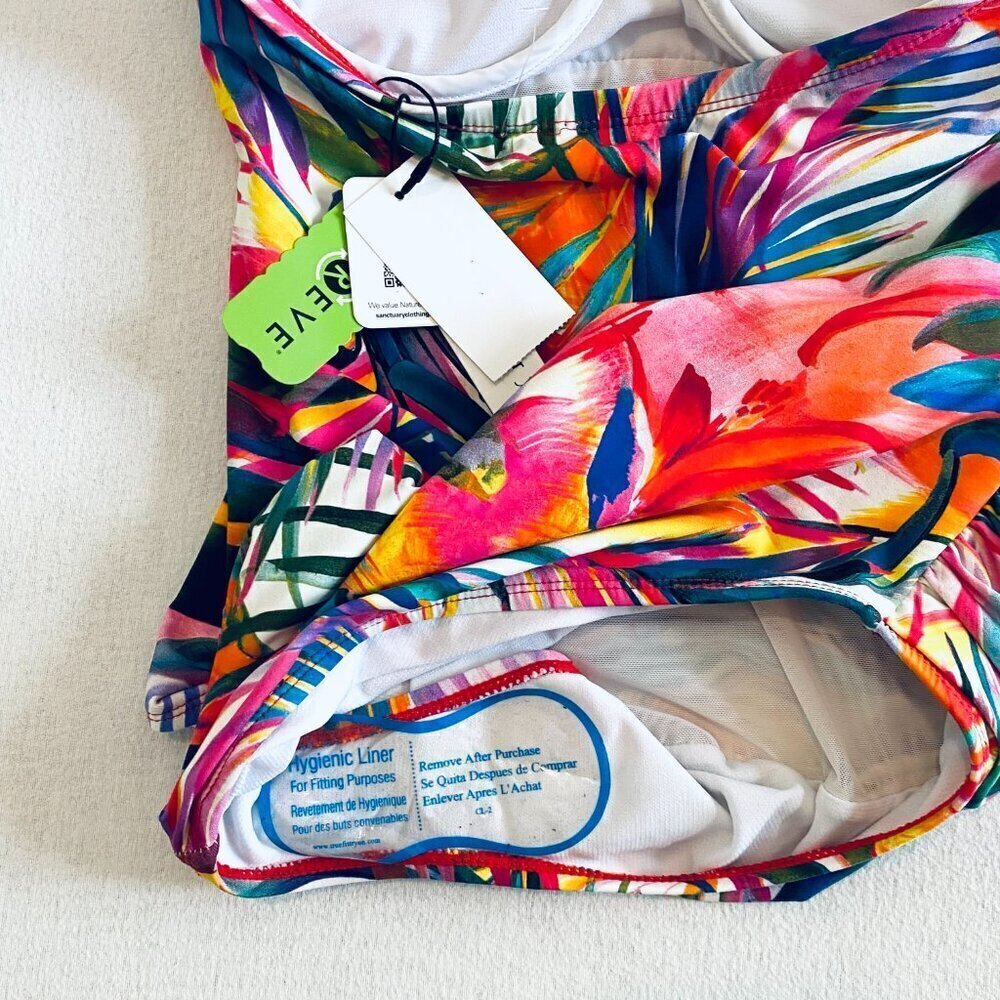 NWT bandeau 1-piece swimsuit 6 tropical colorful - Picture 9 of 12